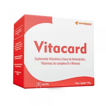 Vitacard - 30 Sachês - Suplemento Alimentar Vitamínico À Base De Aminoácidos, Vitaminas Do Complexo B E Minerais
